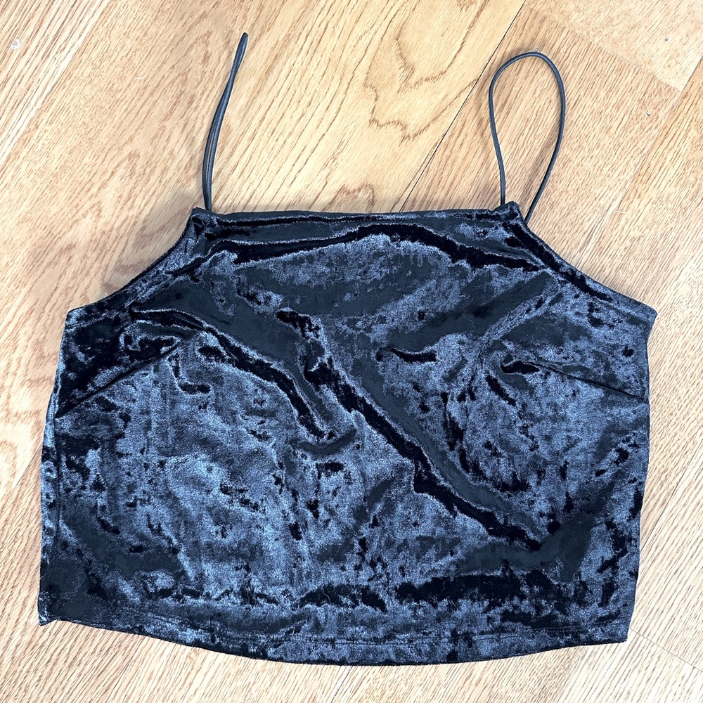 Black Velvet Crop Top